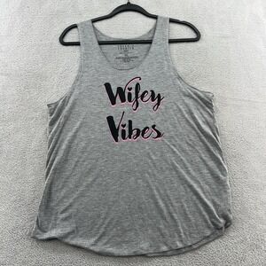 Love & Cherish Shirt Womens Size XL Grey Wifey Vibes Sleeveless Tank Top Stretch